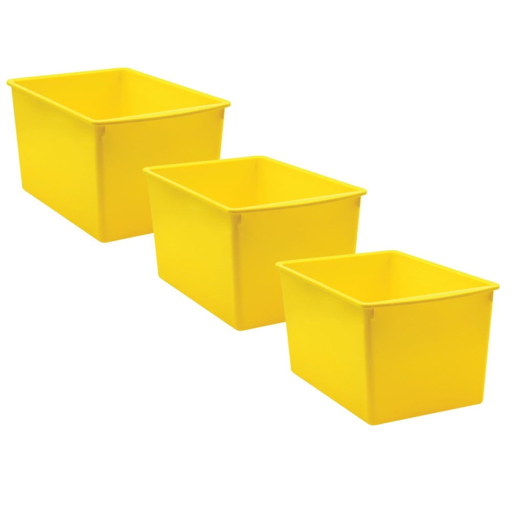 Teacher Created Resources Plastic Multi-Purpose Bins, 7-1/2inH x 9-1/4inW x 14inD, Yellow, Pack Of 3 Bins MPN:TCR20431-3
