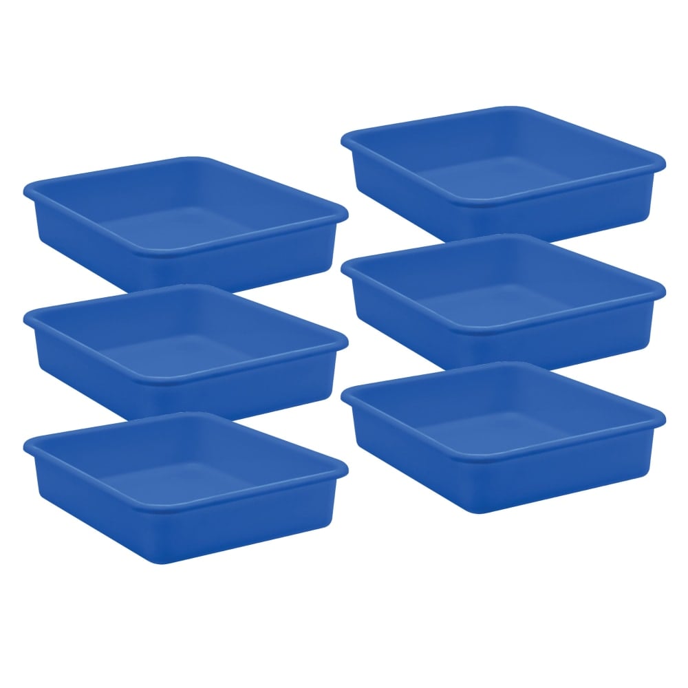 Teacher Created Resources Large Plastic Letter Trays, 3inH x 11-1/2inW x 14inD, Blue, Pack Of 6 Trays MPN:TCR20437-6