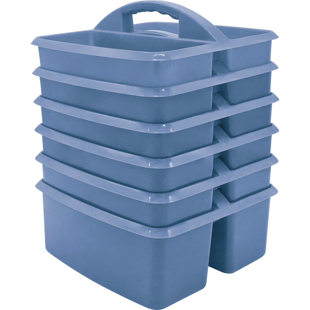 Teacher Created Resources Plastic Storage Caddies, 5-1/4inH x 9-1/4inW x 9inD, Slate Blue, Pack Of 6 Caddies MPN:TCR20443-6