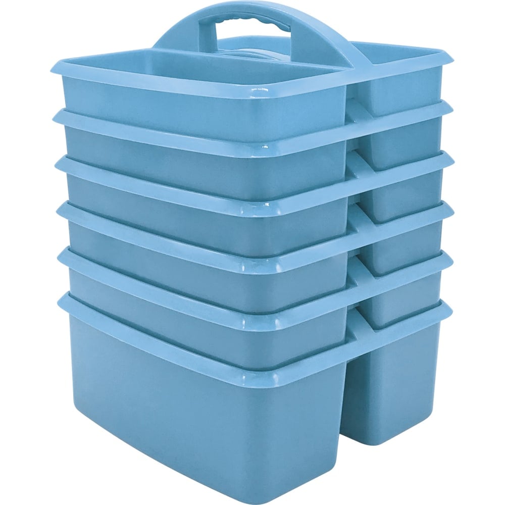 Teacher Created Resources Plastic Storage Caddies, 5-1/4inH x 9-1/4inW x 9inD, Light Blue, Pack Of 6 Caddies MPN:TCR20446-6
