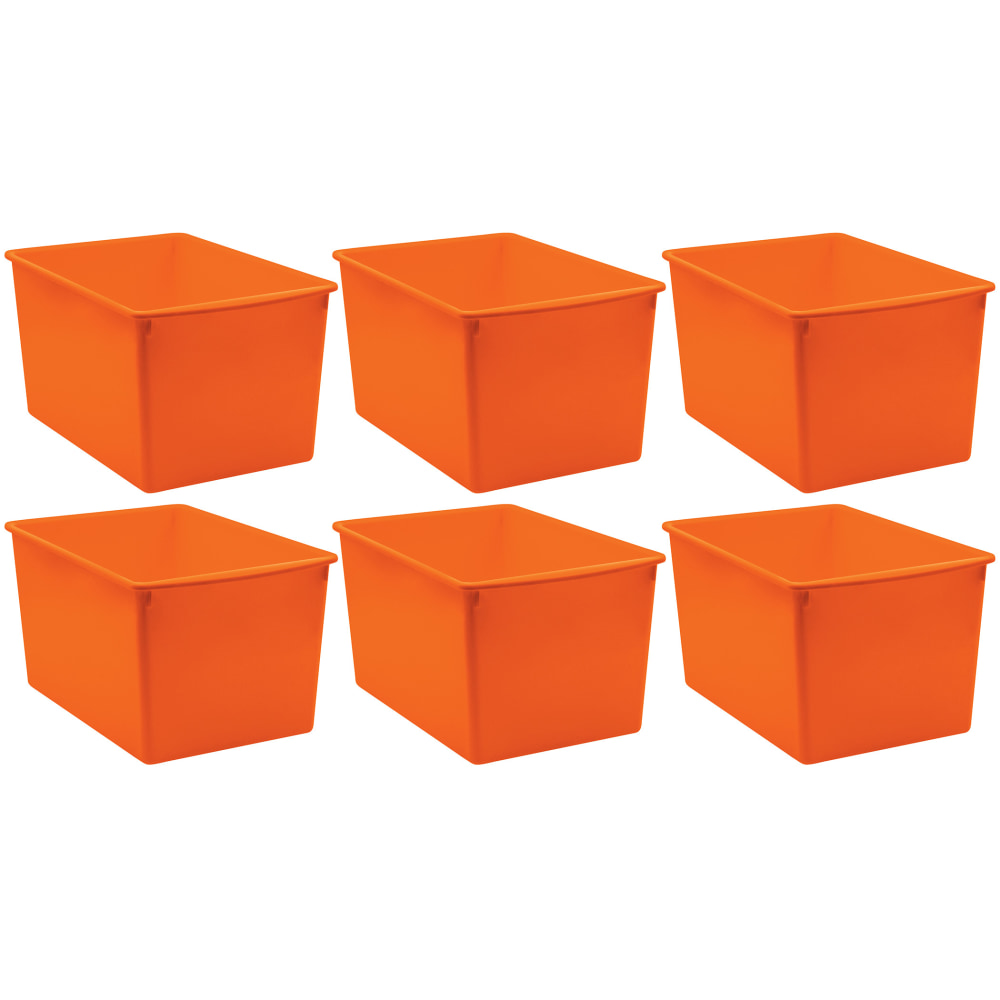 Teacher Created Resources Plastic Multi-Purpose Bins, 7-1/2inH x 9-1/4inW x 14inD, Orange, Pack Of 3 Bins MPN:TCR20447-6