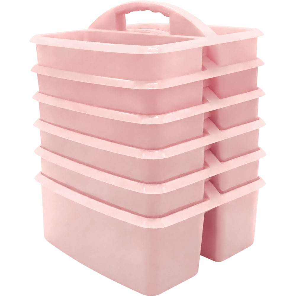 Teacher Created Resources Plastic Storage Caddies, 5-1/4inH x 9-1/4inW x 9inD, Light Pink, Pack Of 6 Caddies MPN:TCR20448-6