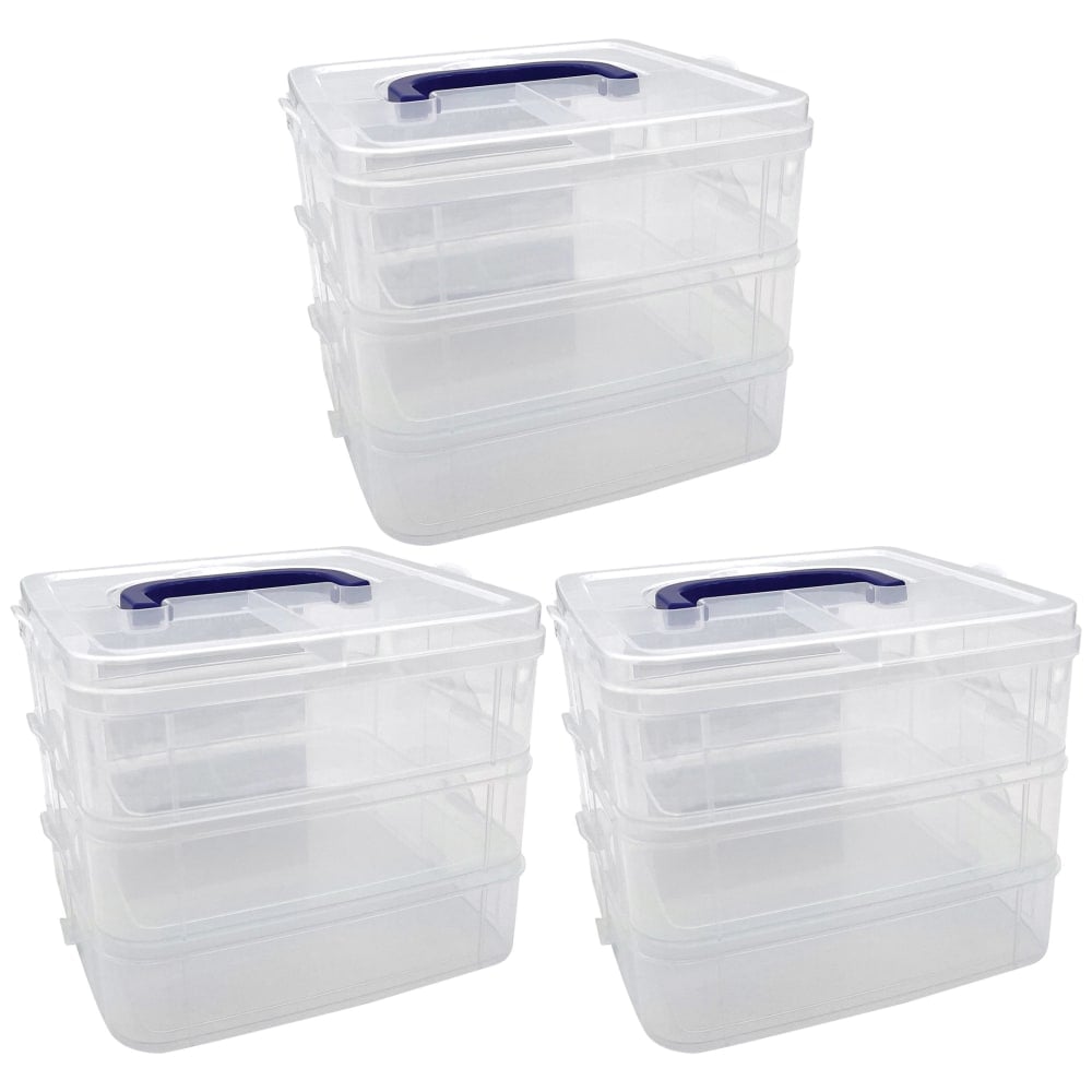 Teacher Created Resources 3-Tier Stackable Storage Containers, 7inL x 6-1/2inW x 5-3/8inH, Clear, Pack Of 3 MPN:TCR20449-3