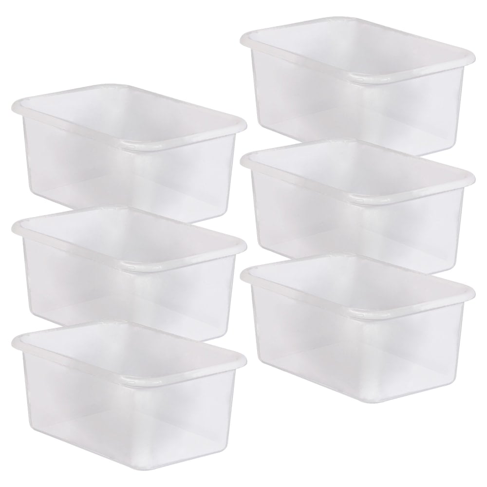Teacher Created Resources Plastic Storage Bin, Small, Clear, Pack Of 6 MPN:TCR20457-6