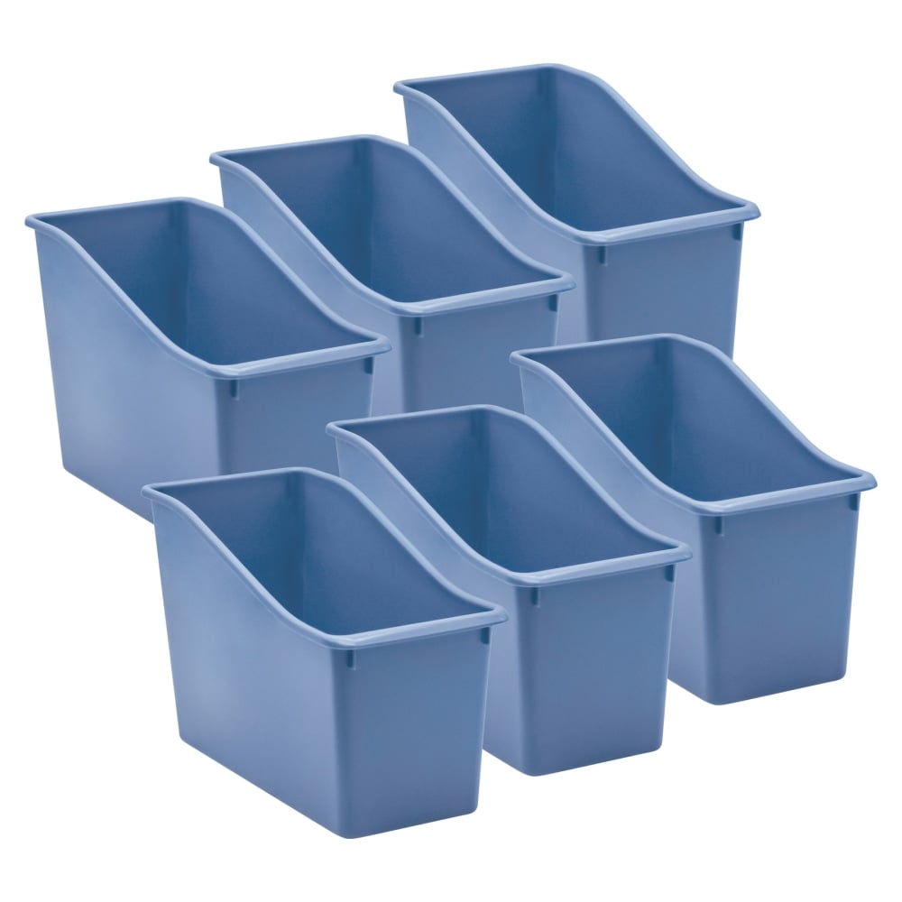 Teacher Created Resources Plastic Book Bins, 7-1/2inH x 11-3/8inW x 5-1/2inD, Slate Blue, Pack Of 6 Bins MPN:TCR20459-6