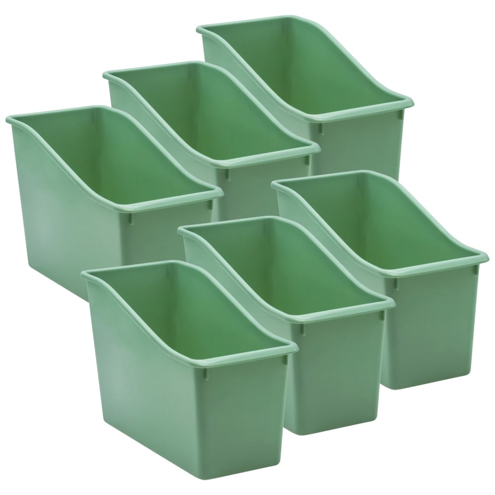 Teacher Created Resources Plastic Book Bins, 7-1/2inH x 11-3/8inW x 5-1/2inD, Eucalyptus Green, Pack Of 6 Bins MPN:TCR20461-6