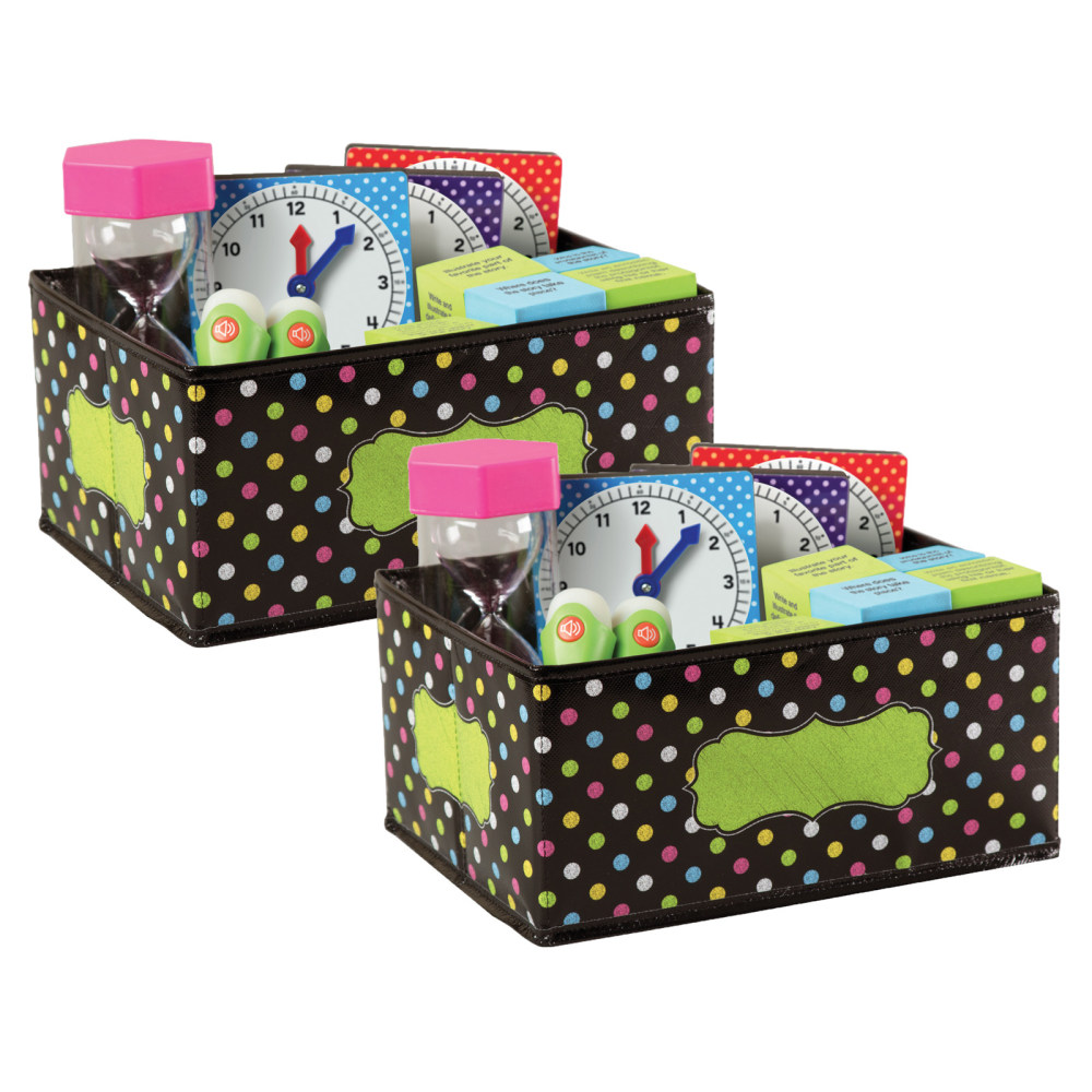 Teacher Created Resources Small Storage Bin, 5inH x 8inW x 11inD, Chalkboard Brights, Pack Of 2 Bins MPN:TCR20764-2