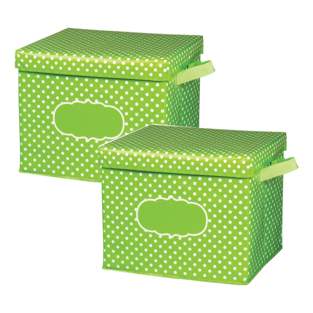 Teacher Created Resources Storage Box With Lid, Lime Polka Dots, Pack Of 2 MPN:TCR20820-2