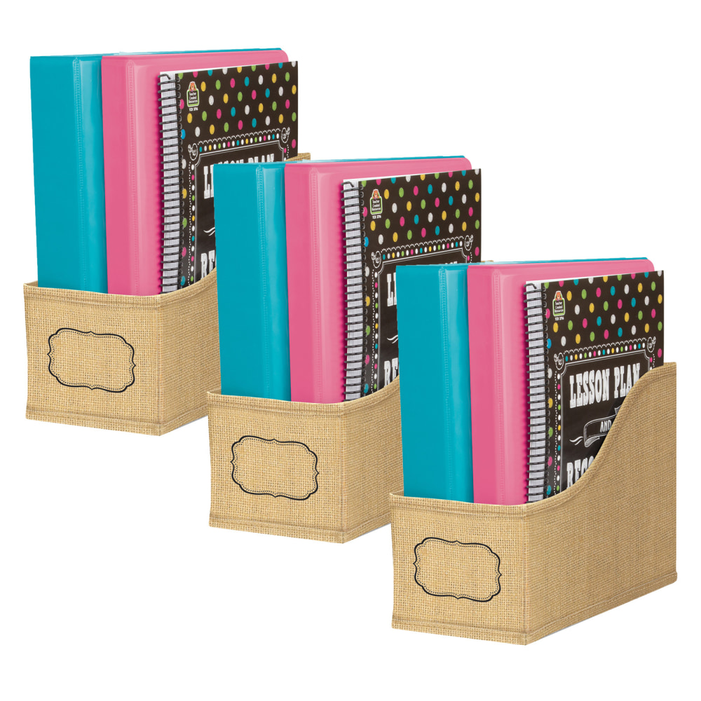 Teacher Created Resources Book Bin, Burlap Design, Pack Of 3 MPN:TCR20835-3