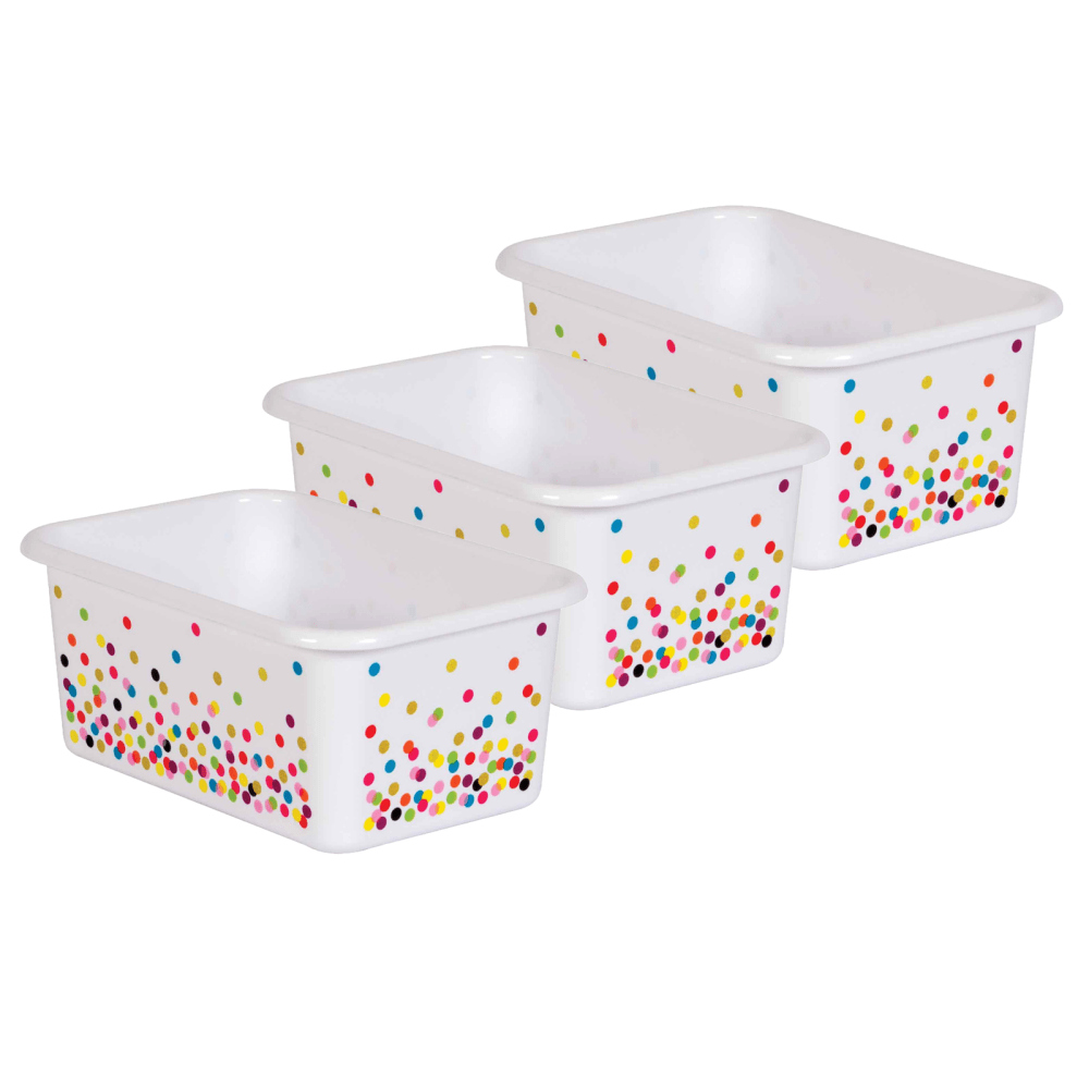 Teacher Created Resources Small Plastic Storage Bins, 7-3/4in x 11-3/8in x 5in, Confetti, Pack Of 3 Bins MPN:TCR20888-3