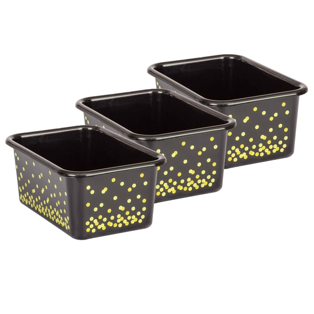 Teacher Created Resources Small Plastic Storage Bins, 5inH x 11-3/8inW x 7-3/4inD, Black Confetti, Pack Of 3 MPN:TCR20889-3