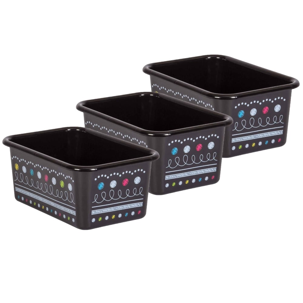 Teacher Created Resources Small Plastic Storage Bins, 5inH x 11-3/8inW x 7-3/4inD, Chalkboard Brights, Pack Of 3 MPN:TCR20894-3