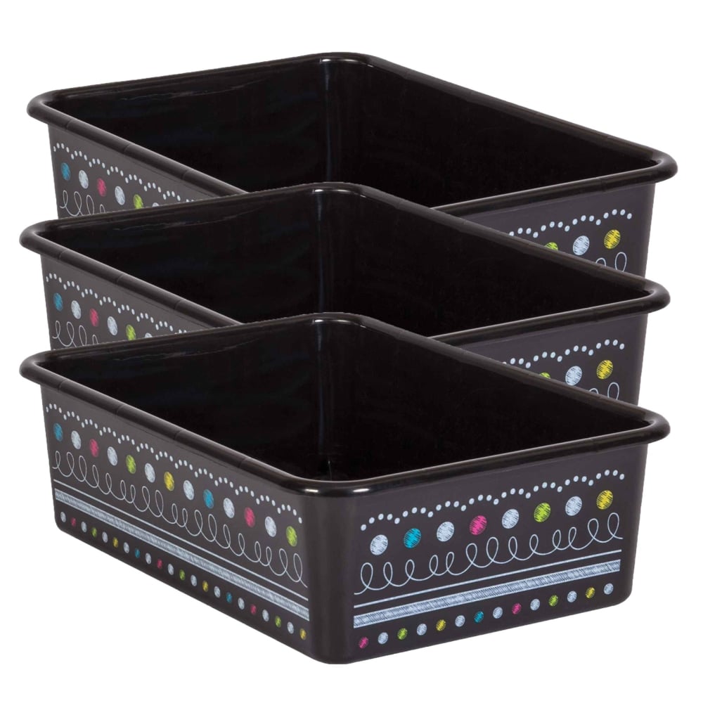 Teacher Created Resources Large Plastic Storage Bins, 5inH x 11-1/2inW x 16-1/4inD, Chalkboard Bright, Pack Of 3 Bins MPN:TCR20901-3