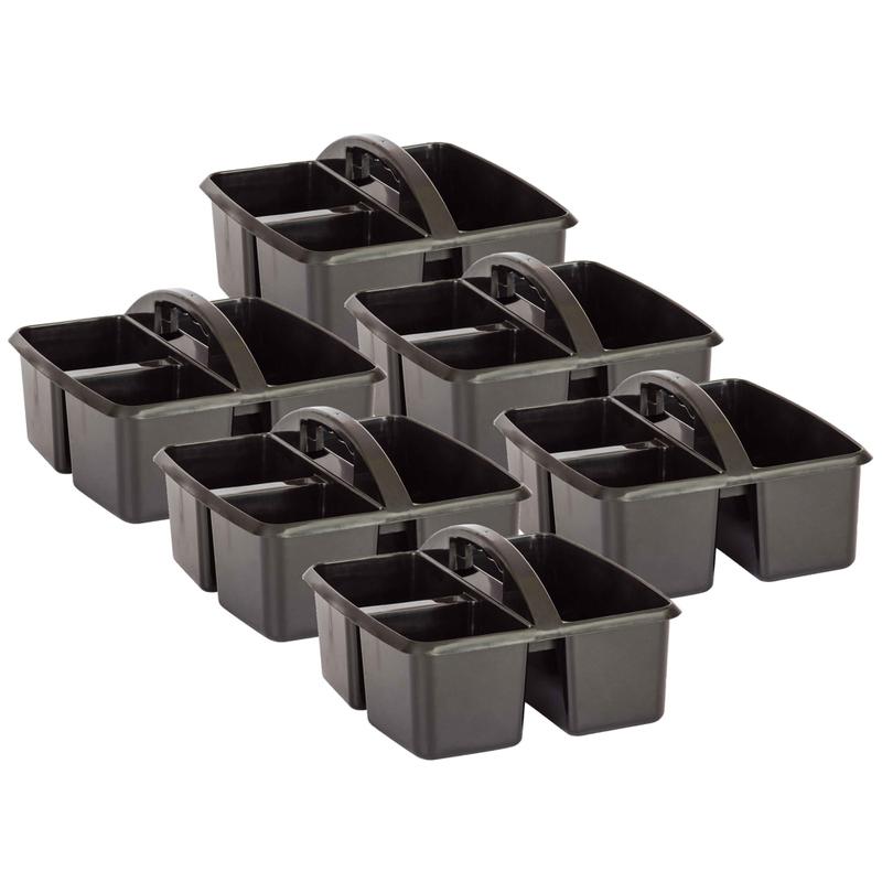 Teacher Created Resources Plastic Storage Caddies, Medium Size, Black, Pack Of 6 Caddies MPN:TCR20902-6