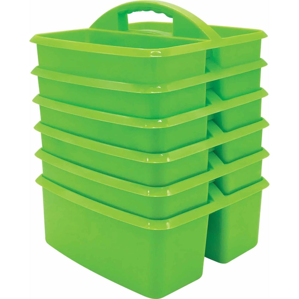 Teacher Created Resources Plastic Storage Caddies, 5-1/4inH x 9-1/4inW x 9inD, Lime, Pack Of 6 Caddies MPN:TCR20905-6