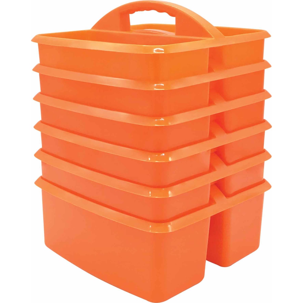 Teacher Created Resources Plastic Storage Caddies, 5-1/4inH x 9-1/4inW x 9inD, Orange, Pack Of 6 Caddies MPN:TCR20907-6