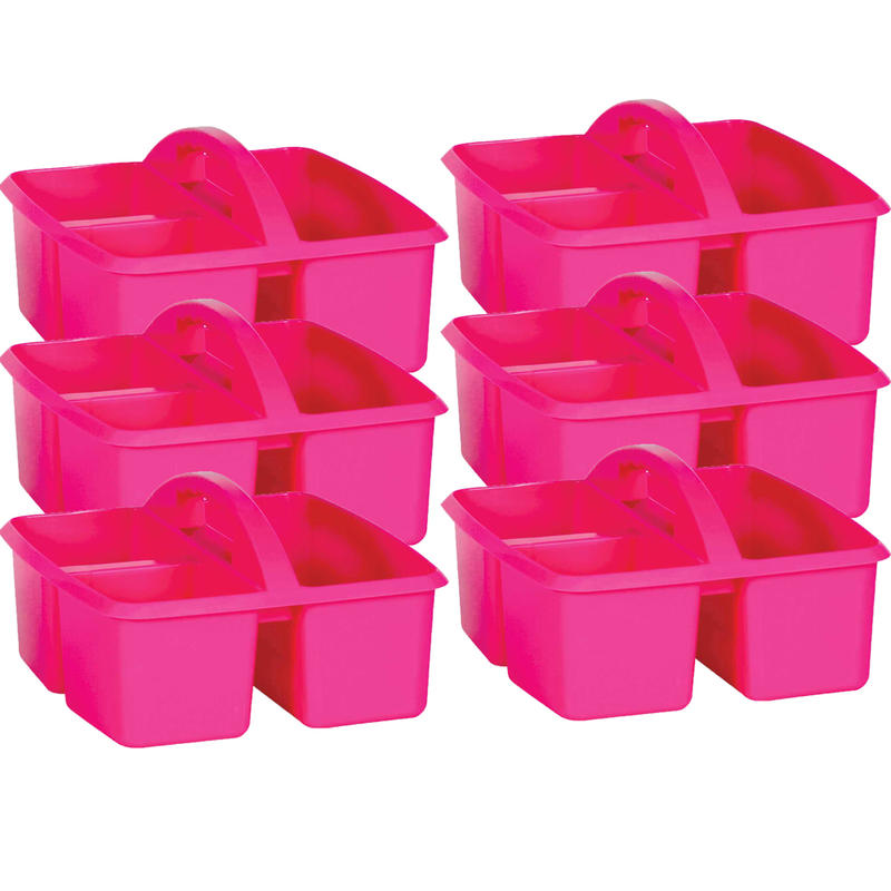 Teacher Created Resources Plastic Storage Caddies, Medium Size, Pink, Pack Of 6 Caddies MPN:TCR20908-6
