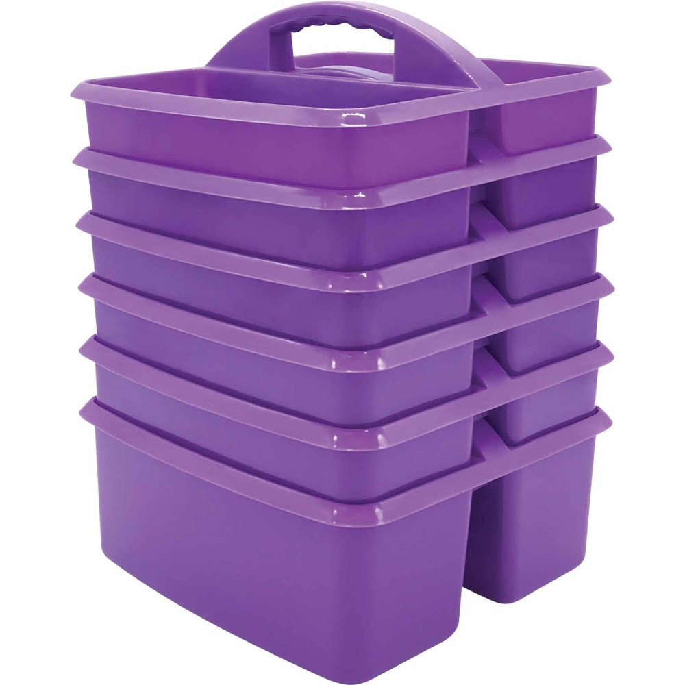 Teacher Created Resources Plastic Storage Caddies, 5-1/4inH x 9-1/4inW x 9inD, Purple, Pack Of 6 Caddies MPN:TCR20909-6