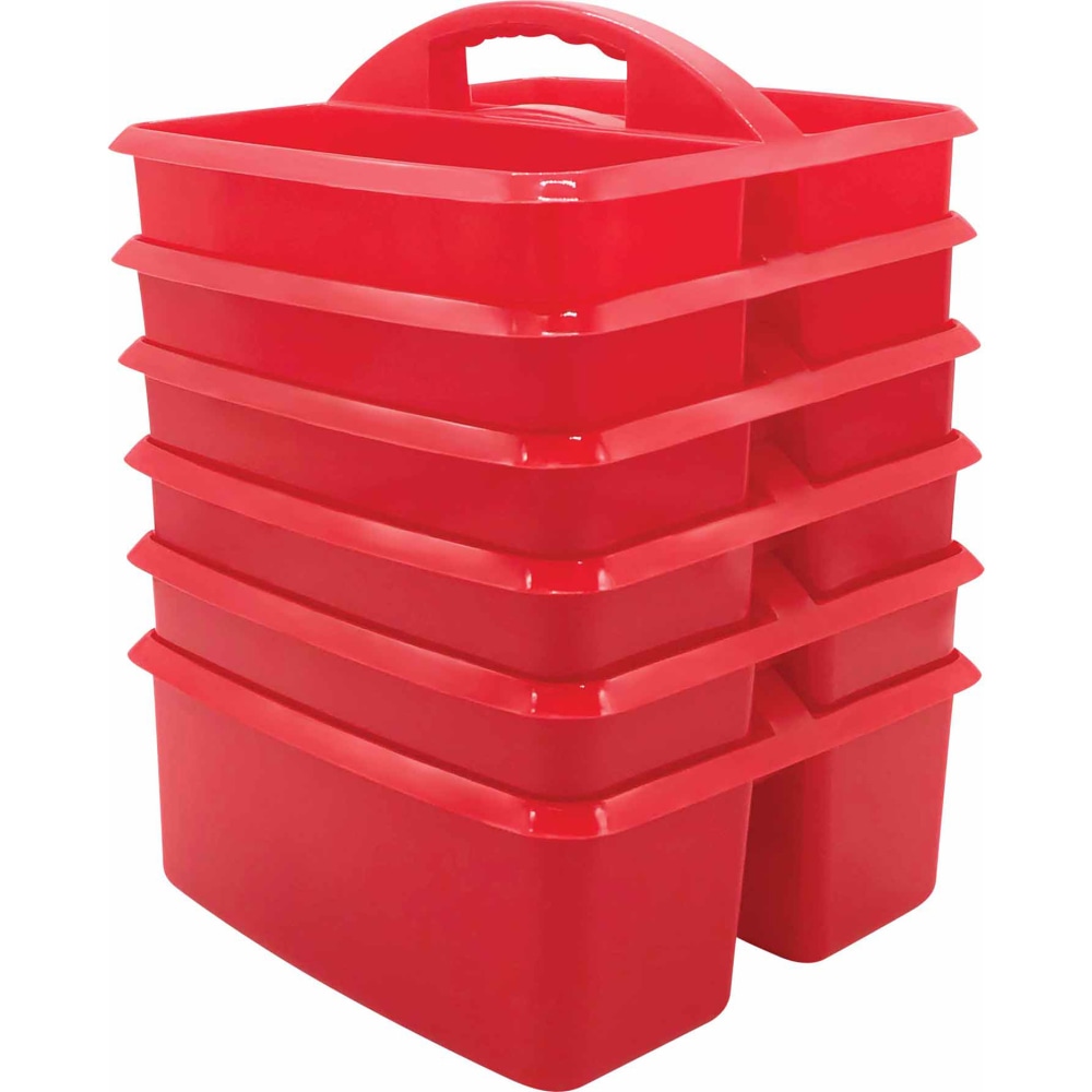 Teacher Created Resources Plastic Storage Caddies, 5-1/4inH x 9-1/4inW x 9inD, Red, Pack Of 6 Caddies MPN:TCR20910-6
