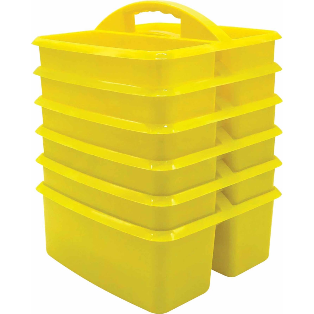 Teacher Created Resources Plastic Storage Caddies, 5-1/4inH x 9-1/4inW x 9inD, Yellow, Pack Of 6 Caddies MPN:TCR20912-6