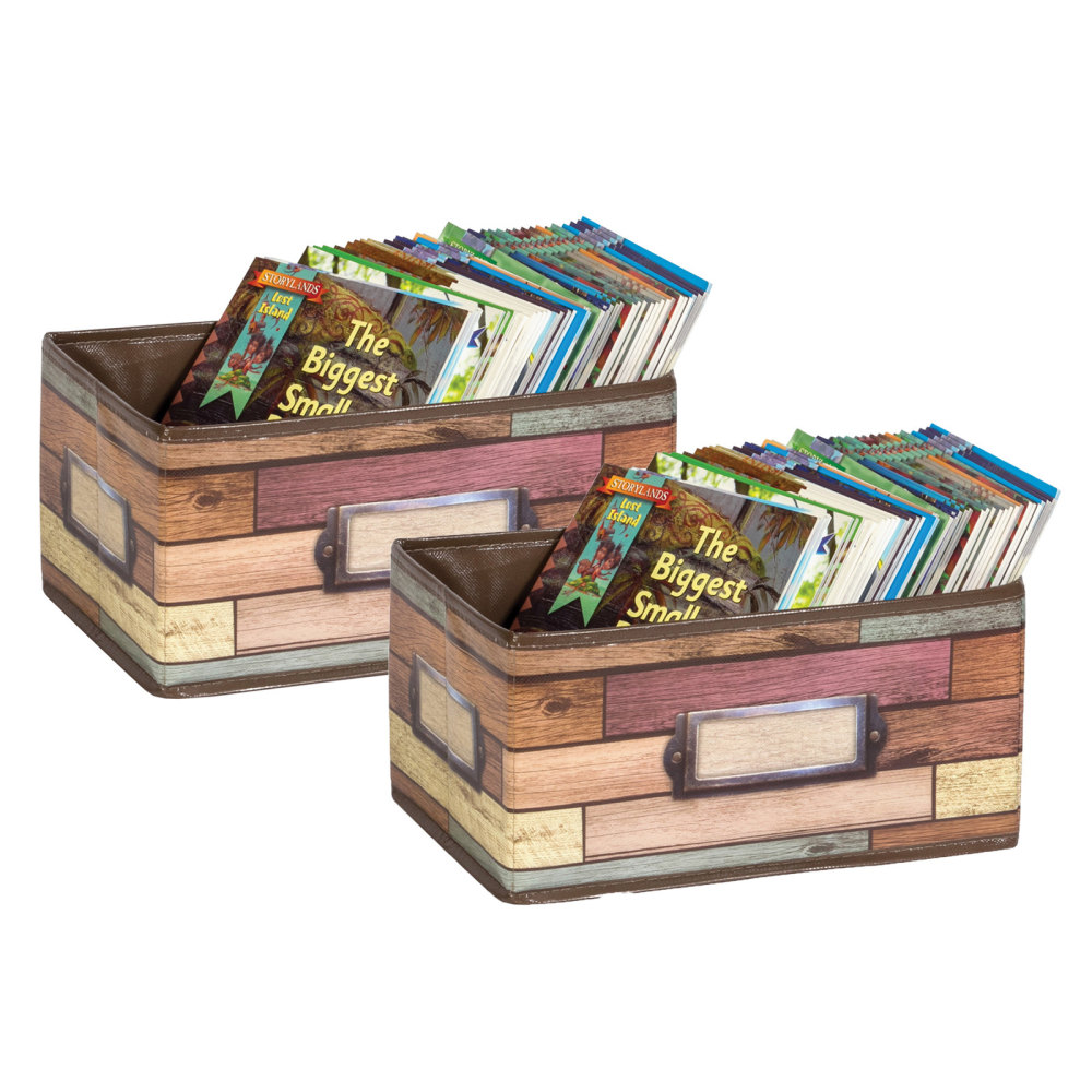 Teacher Created Resources Storage Bin, Small, Reclaimed Wood Design, Pack Of 2 MPN:TCR20913-2