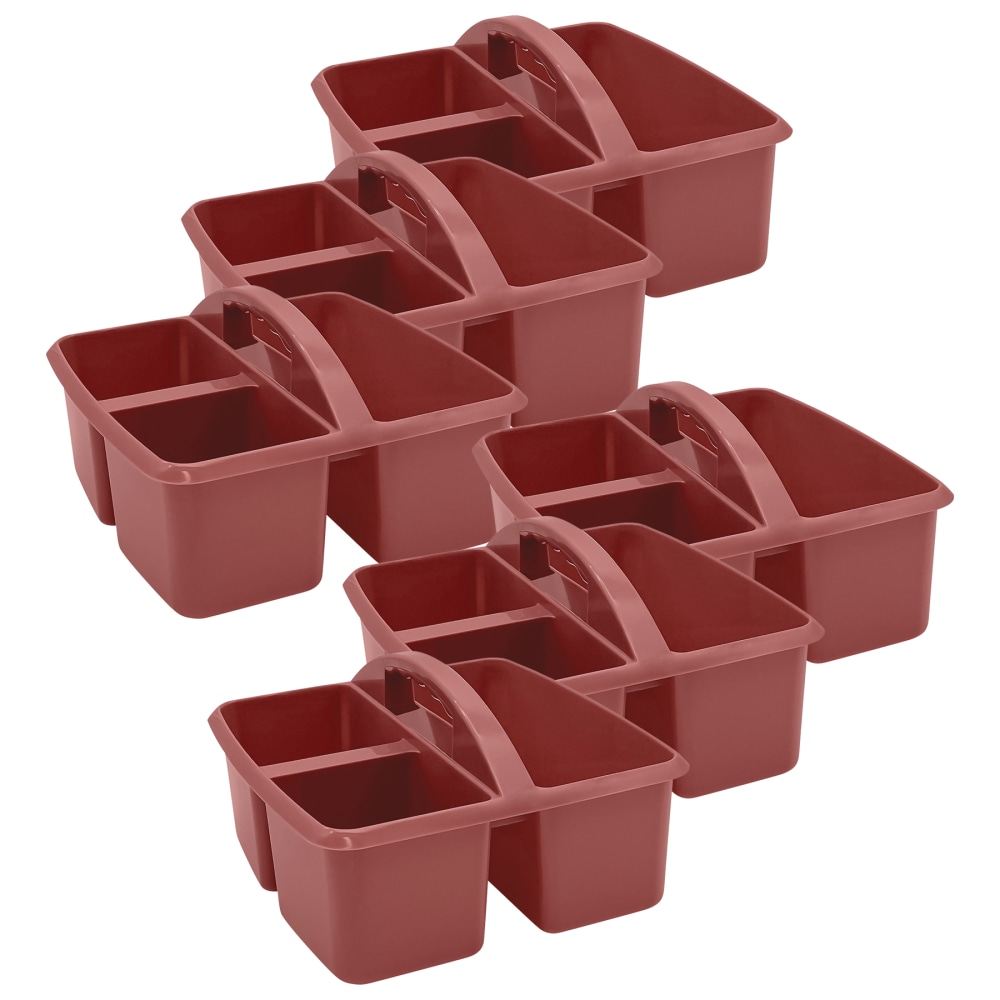 Teacher Created Resources Plastic Storage Caddies, 5-1/4inH x 9-1/4inW x 9inD, Deep Rose, Pack Of 6 Caddies MPN:TCR20954-6