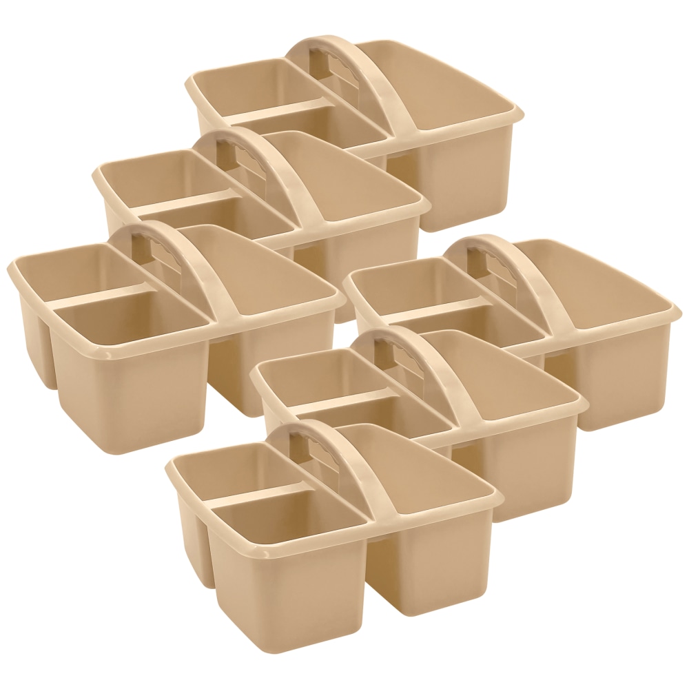 Teacher Created Resources Plastic Storage Caddies, 5-1/4inH x 9-1/4inW x 9inD, Light Brown, Pack Of 6 Caddies MPN:TCR20956-6