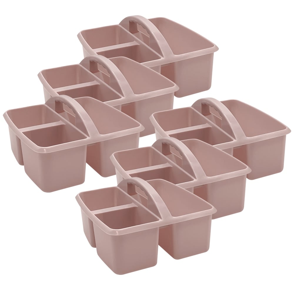 Teacher Created Resources Plastic Storage Caddies, 5-1/4inH x 9-1/4inW x 9inD, Light Mauve, Pack Of 6 Caddies MPN:TCR20957-6