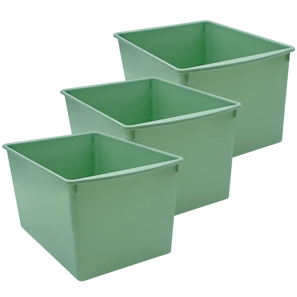 Teacher Created Resources Plastic Multi-Purpose Bins, 7-1/2inH x 9-1/4inW x 14inD, Eucalyptus Green, Pack Of 3 Bins MPN:TCR20959-3