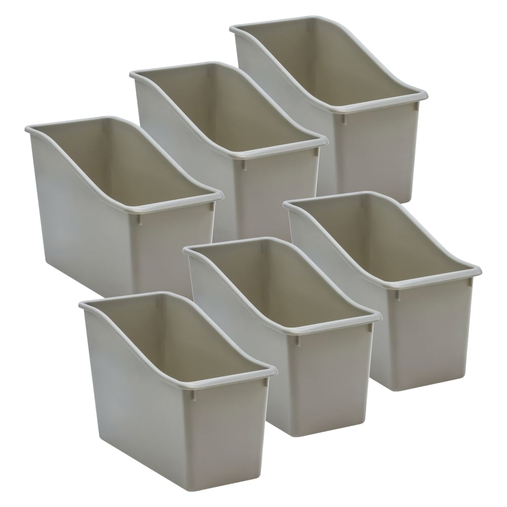 Teacher Created Resources Plastic Book Bins, 7-1/2inH x 11-3/8inW x 5-1/2inD, Gray, Pack Of 6 Bins MPN:TCR20976-6