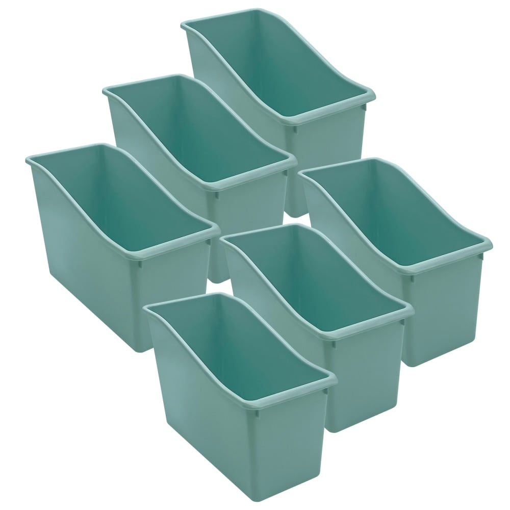 Teacher Created Resources Plastic Book Bins, 7-1/2inH x 11-3/8inW x 5-1/2inD, Calming Blue, Pack Of 6 Bins MPN:TCR20977-6
