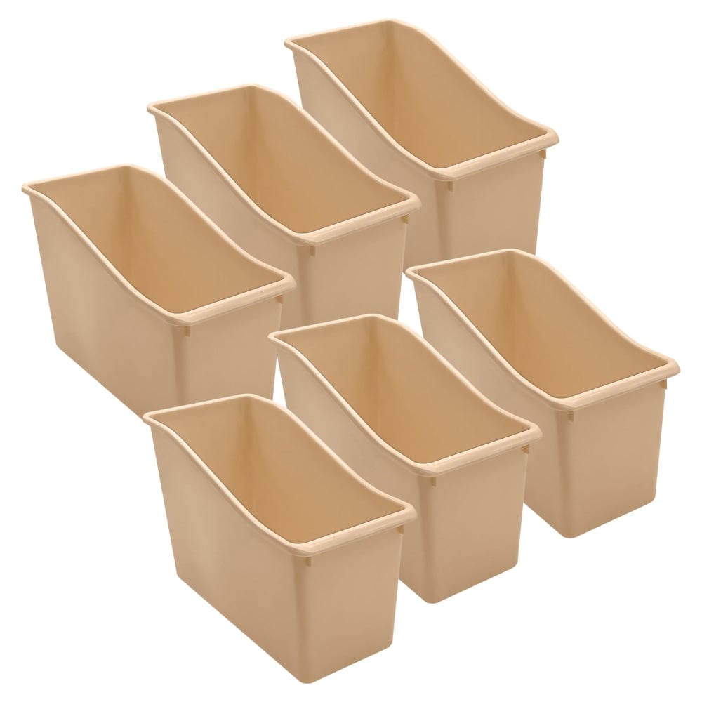 Teacher Created Resources Plastic Book Bins, 7-1/2inH x 11-3/8inW x 5-1/2inD, Light Brown, Pack Of 6 Bins MPN:TCR20979-6