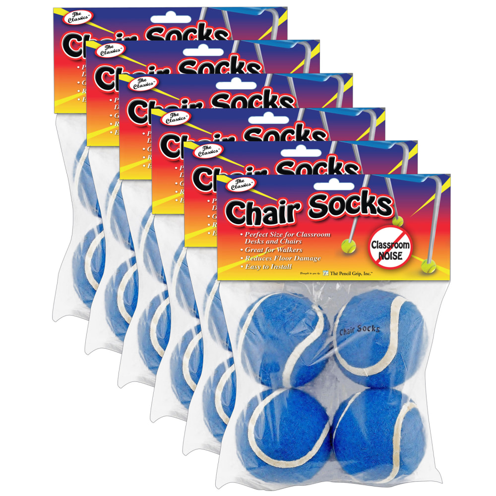The Pencil Grip Chair Socks, 2-3/4in x 2-3/4in, Blue, 4 Socks Per Pack, 6 Packs Of Socks MPN:TPG232-6
