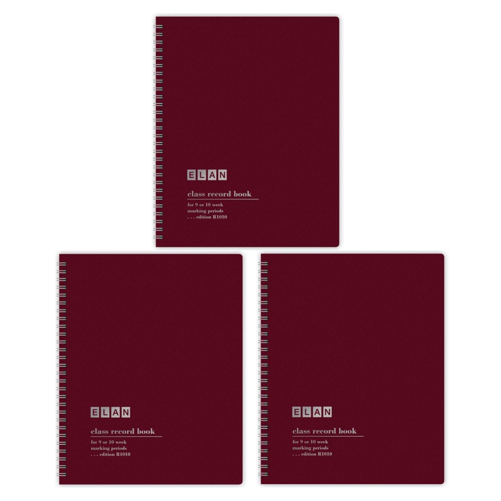 ELAN Publishing Class Record Books, 9-10 Weeks, 8-1/2in x 11in, Pack Of 3 Books MPN:ELNR1010-3