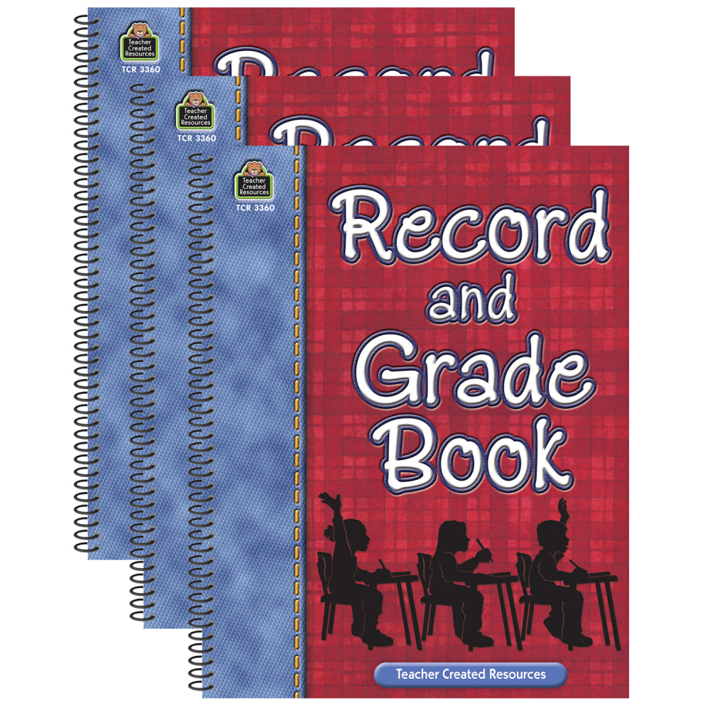Teacher Created Resources Record And Grade Books, Plaid, Pack Of 3 Books MPN:TCR3360-3