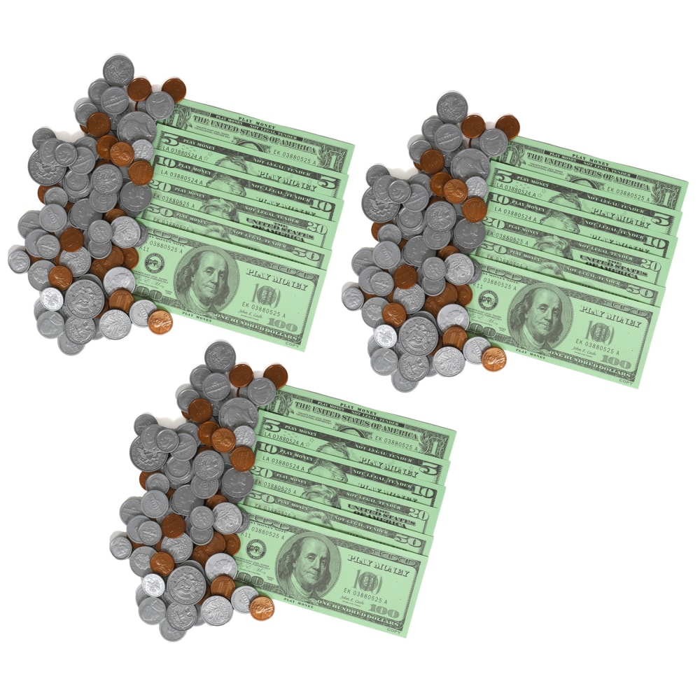 Learning Advantage Play Money Sets, Bills and Coins, Set Of 199 Pieces, Pack Of 3 Sets MPN:CTU7512-3