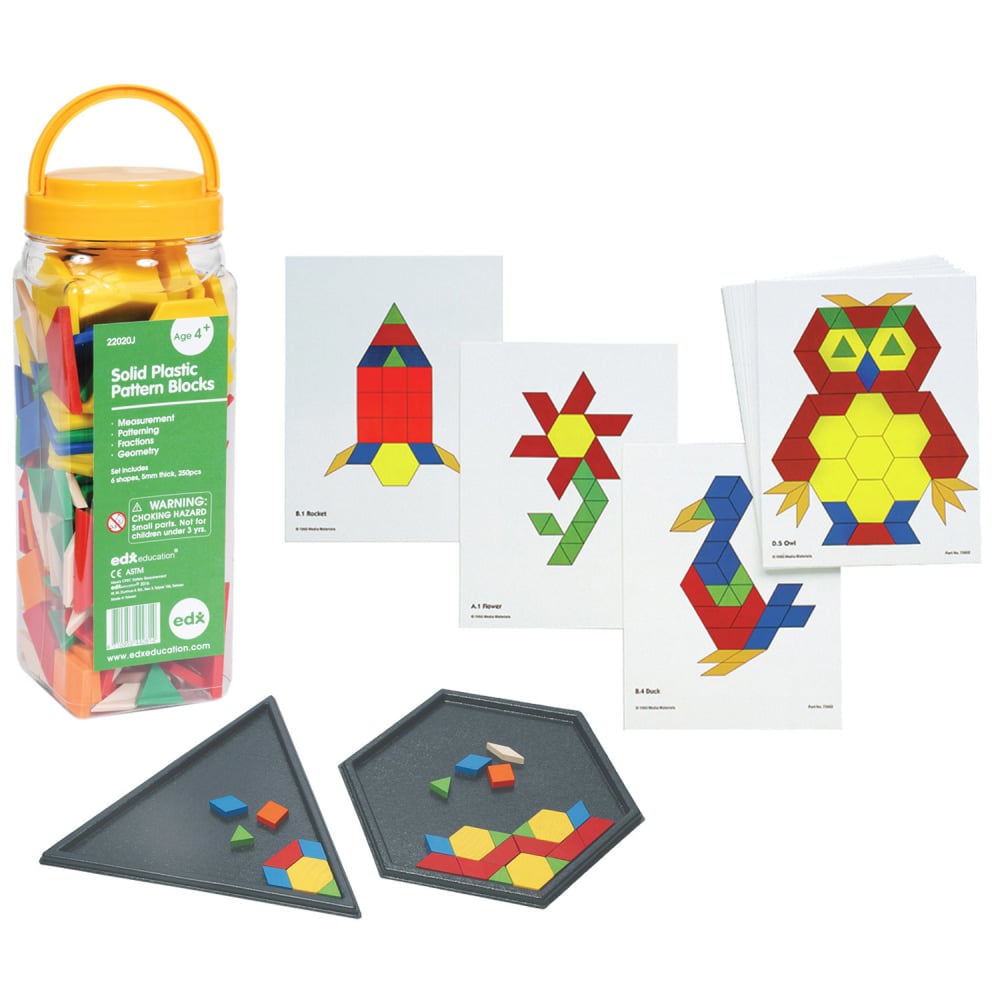 Learning Advantage Pattern Blocks Activity Cards, Blocks and Trays Kit, Multicolor MPN:CTUPATTERNKIT