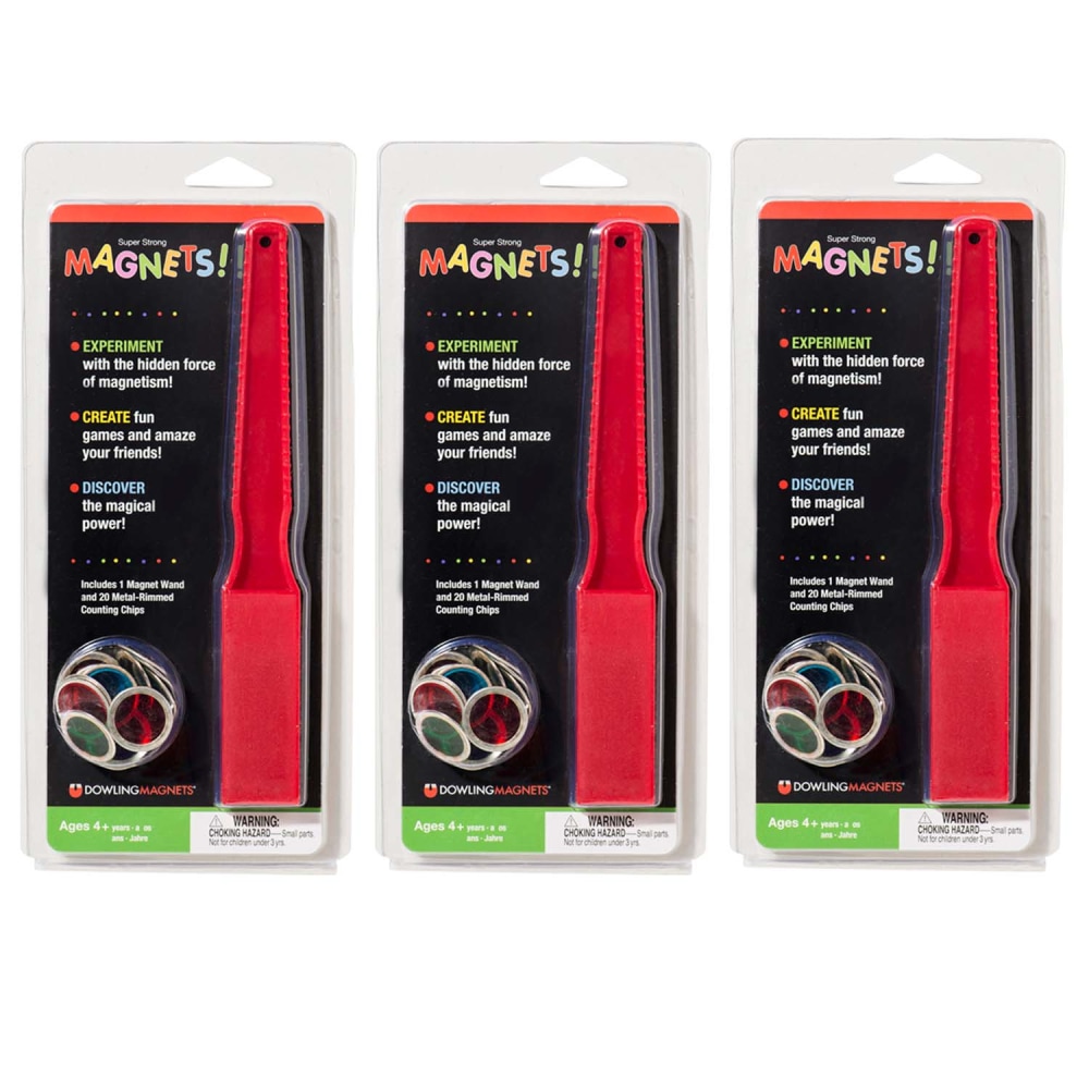 Dowling Magnets Magnetic Wand & 20 Magnetic Counting Chips, Pack Of 3 Sets MPN:DO-736601-3