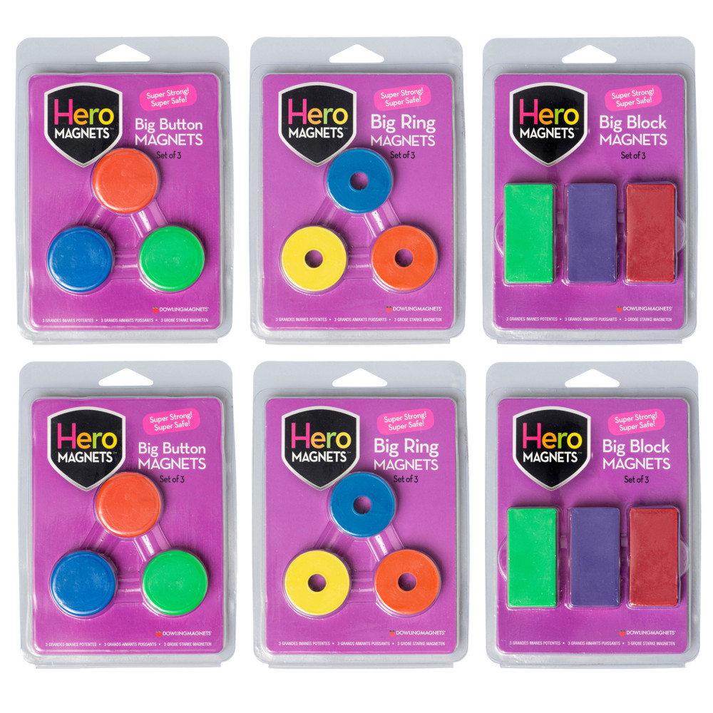 Dowling Magnets Hero Magnets Bundle: Button, Blocks & Rings, 18 Pieces MPN:DO-HEROKIT