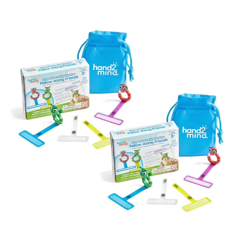 Hand2Mind FingerFocus Highlighter Follow-Along Friends, Multicolor, Pack Of 2 Sets MPN:HTM94470-2