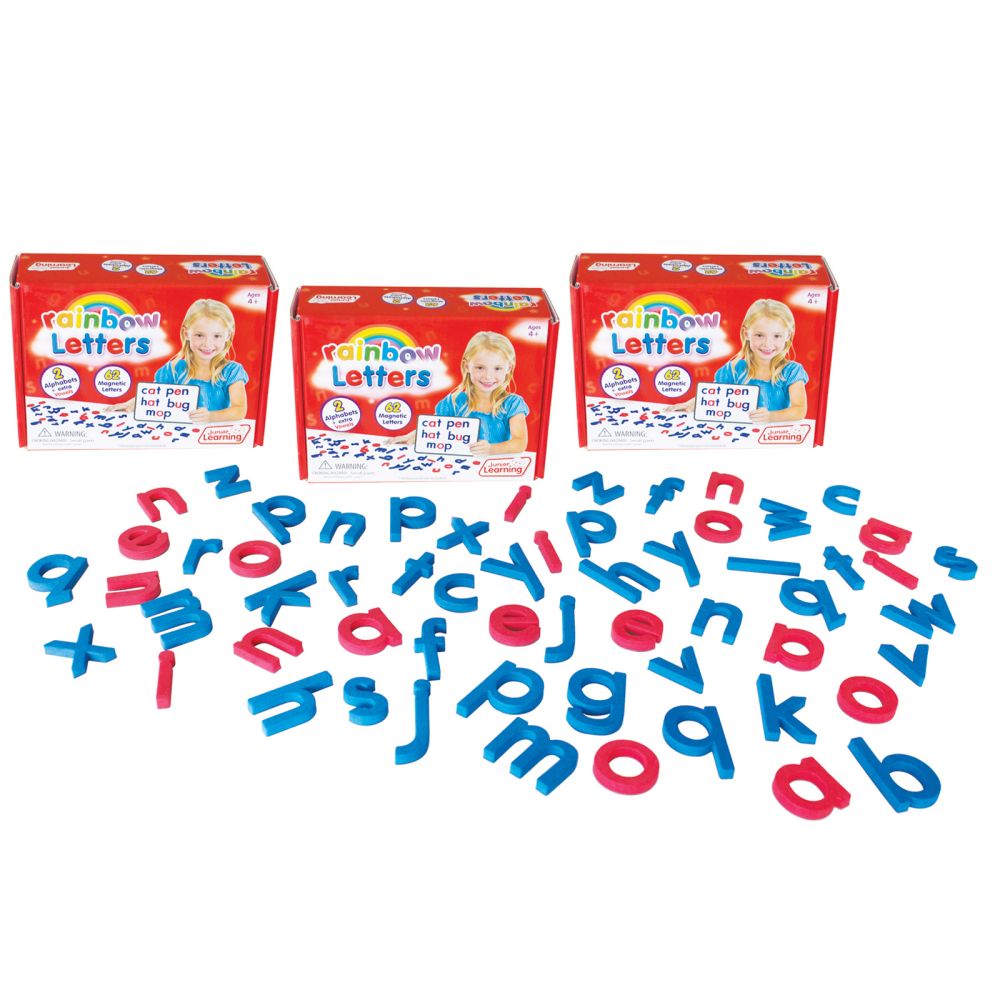Junior Learning Magnetic Rainbow Letters, Red/Blue, Grades Pre-K To 2, 62 Letters Per Pack, Set Of 3 Packs MPN:JRL196-3