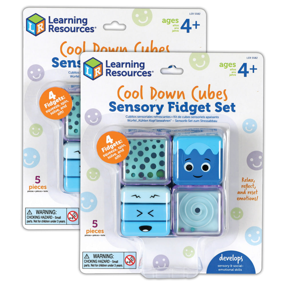 Learning Resources Cool Down Cubes Sensory Fidget Sets, Multicolor, Pack Of 2 Sets MPN:LER5582-2