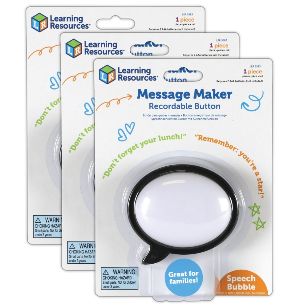 Learning Resources Message Recorders, Speech Bubble, Multicolor, Pack Of 3 Recorders MPN:LER5583-3
