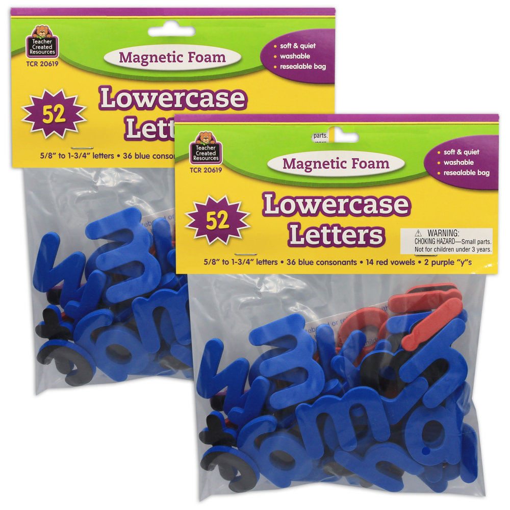 Teacher Created Resources Magnetic Foam Letters, Lowercase, Assorted Colors, Set Of 2 Packs MPN:TCR20619-2