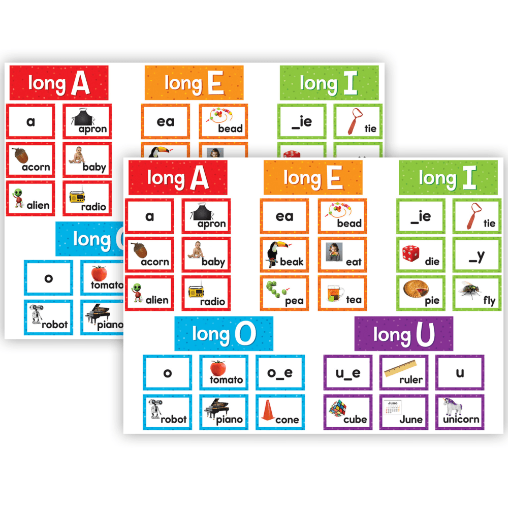 Teacher Created Resources Long Vowels Pocket Chart Cards, 205 Pieces Per Pack, Set Of 2 Packs MPN:TCR20851-2