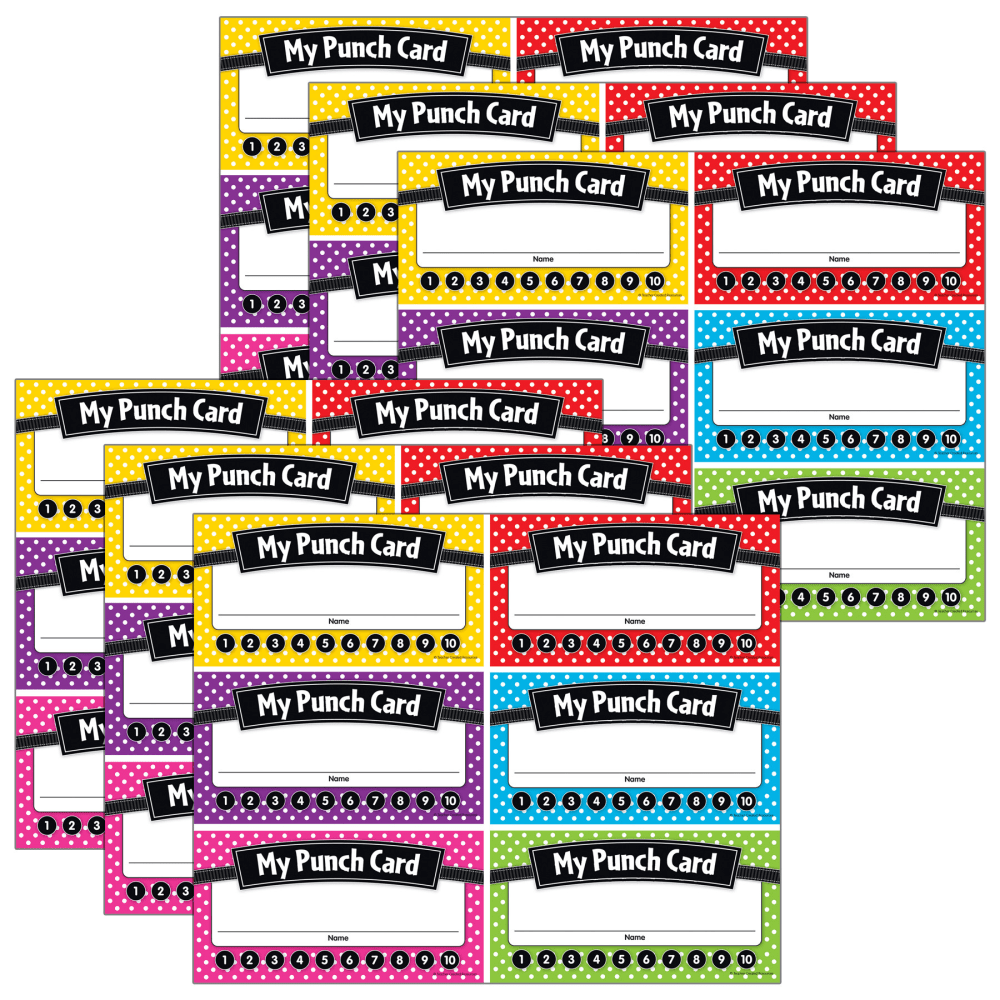 Teacher Created Resources Polka Dots Punch Cards, 60 Per Pack, Set Of 6 Packs MPN:TCR5608-6
