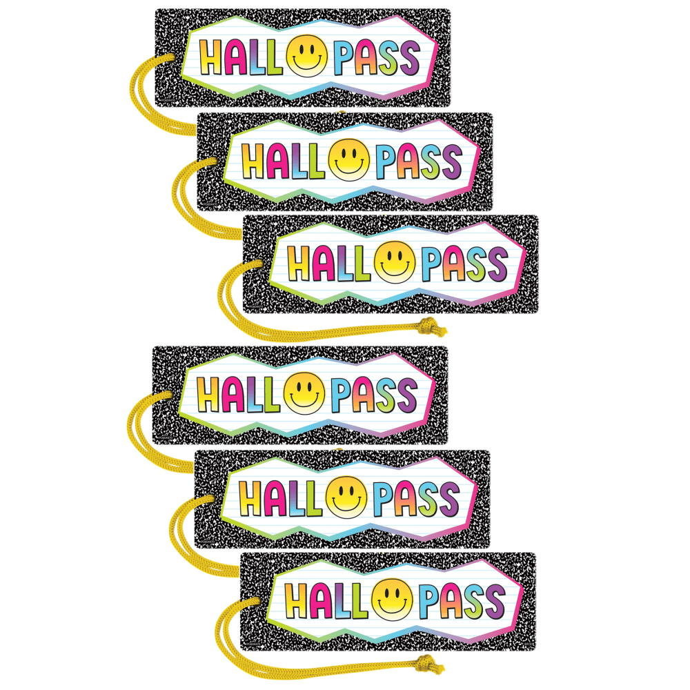 Teacher Created Resources Brights 4ever Magnetic Hall Passes, 6-3/4in x 2-1/4in, Multicolor, Pack Of 6 Passes MPN:TCR77061-6