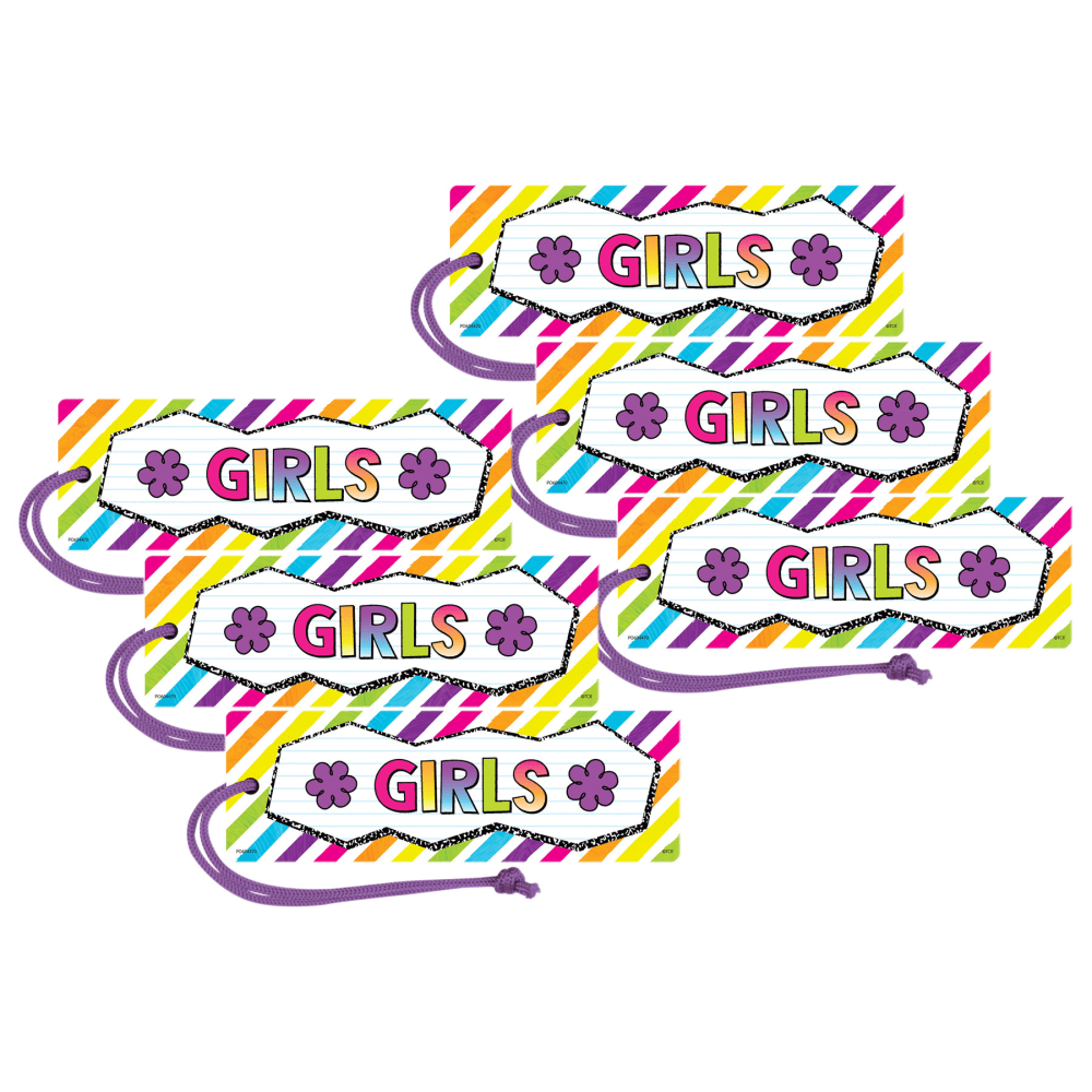 Teacher Created Resources Brights 4ever Magnetic Hall Passes, 6-3/4in x 2-1/4in, Girls, Pack Of 6 Passes MPN:TCR77062-6