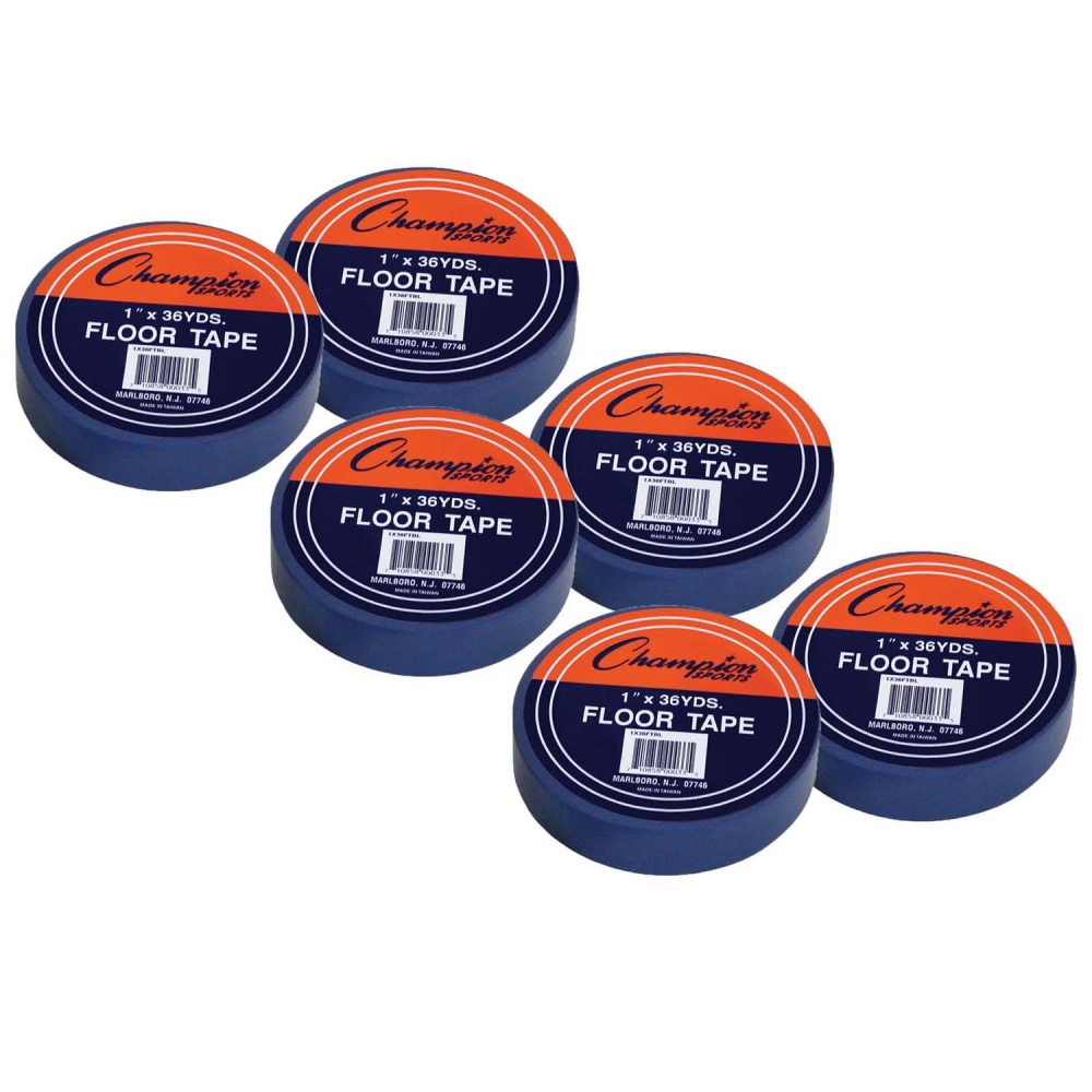 Champion Sports Floor Marking Tape, 1in x 36 yd., Royal Blue, Pack Of 6 Rolls MPN:CHS1X36FTBL-6