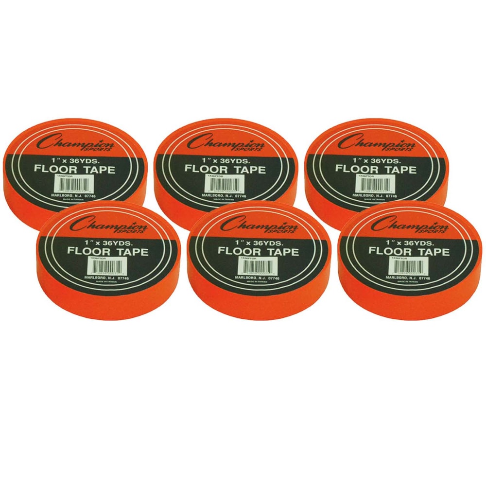 Champion Sports Floor Marking Tape, 1in x 36 yd., Orange, Pack Of 6 Rolls MPN:CHS1X36FTOR-6